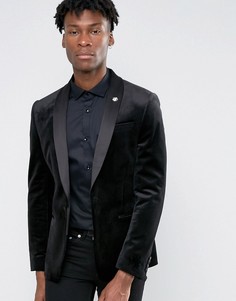 Черный бархатный блейзер суперузкого кроя ASOS - Черный