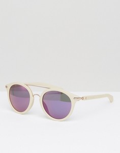 Круглые солнцезащитные очки с планкой над переносицей Calvin Klein Jeans - Белый