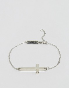Серебристый браслет-цепочка с крестом Icon Brand - Серебряный