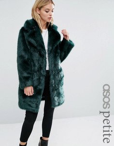 Пальто из плюшевого меха для миниатюрных ASOS PETITE - Зеленый