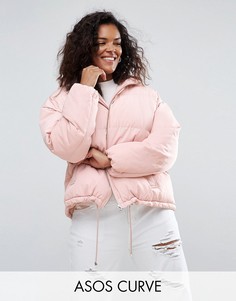 Короткая дутая куртка ASOS CURVE - Розовый