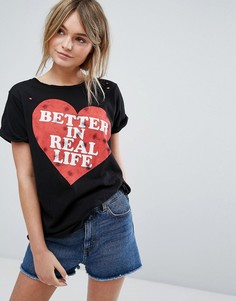 Футболка с принтом Better in Real Life Wildfox - Черный