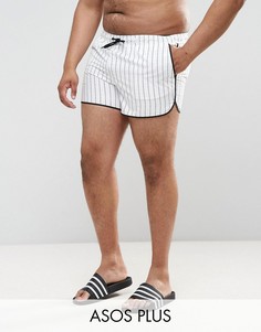 Белые шорты для плавания с вертикальными полосками ASOS PLUS Runner - Белый
