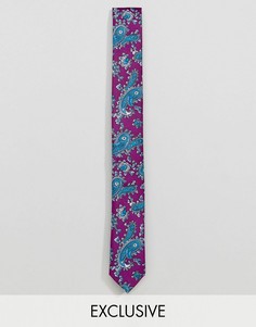 Узкий галстук с фиолетовым принтом пейсли Reclaimed Vintage Inspired - Фиолетовый