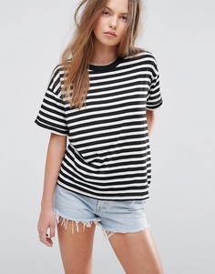 Полосатая футболка с отворотами на рукавах ASOS - Мульти