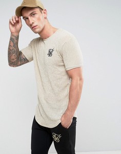Фактурная облегающая футболка песочного цвета SikSilk - Светло-серый