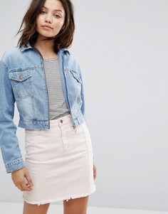Укороченная джинсовая куртка с молнией New Look - Синий