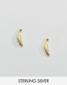 Позолоченные серьги-гвоздики в форме листьев Kingsley Ryan - Золотой