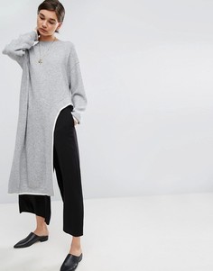 Трикотажный джемпер с асимметричным краем ASOS WHITE - Серый