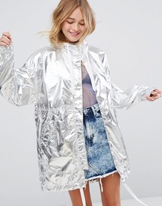 Куртка цвета металлик Monki - Серебряный