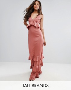 Платье макси с оборками и вставками из премиум-кружева Y.A.S Studio Tall - Розовый