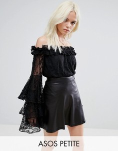 Кружевной топ с открытыми плечами ASOS PETITE - Черный