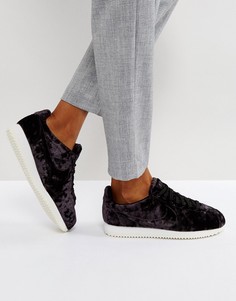 Черные кроссовки из бархата Nike Cortez - Черный