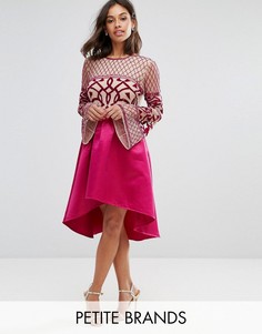 Платье миди с декорированным верхом и асимметричной юбкой Maya Petite - Розовый