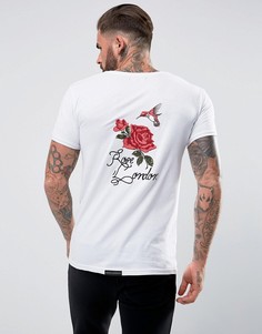 Белая футболка с вышивкой на спине Rose London - Белый