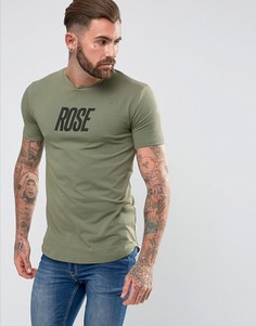 Футболка цвета хаки с крупным логотипом Rose London - Зеленый