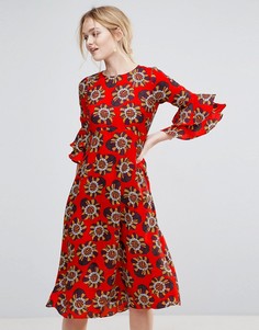 Платье миди с цветочным принтом Traffic People - Красный