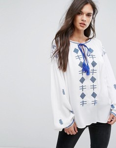 Блузка с длинными рукавами и вышивкой Hazel - Белый