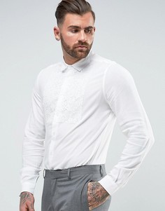 Вискозная рубашка классического кроя с кружевной кокеткой ASOS - Белый