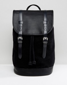 Черный рюкзак из искусственного меха с отделкой под кожу ASOS - Черный