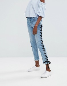 Прямые джинсы со шнуровкой Missguided - Синий