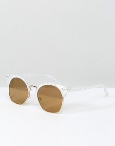 Белые солнцезащитные очки кошачий глаз с мраморным принтом Skinnydip - Золотой