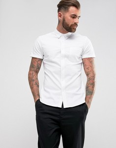 Белая узкая оксфордская рубашка в стиле casual с короткими рукавами ASOS - Белый