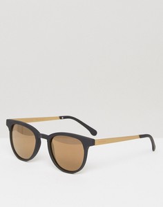 Черно-золотистые солнцезащитные очки в квадратной оправе Komono Francis - Черный