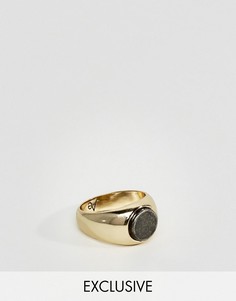 Золотистое кольцо-печатка с гематитом Aetherston - Золотой