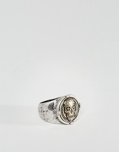 Шлифованное серебристое кольцо-печатка Icon Brand - Серебряный