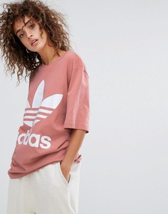 Розовая свободная футболка adidas Originals - Розовый