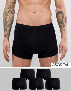 Набор из 5 черных боксеров-брифов ASOS TALL - СКИДКА - Черный