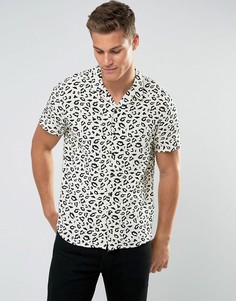 Рубашка классического кроя с отложным воротником и леопардовым принтом New Look - Черный