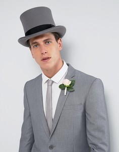 Серая фетровая шляпа-цилиндр ASOS WEDDING - Серый
