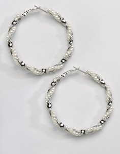 Серьги-кольца с искусственным жемчугом Reclaimed Vintage Inspired - Серебряный
