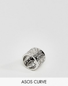 Филигранное кольцо с прорезной отделкой ASOS CURVE - Серебряный