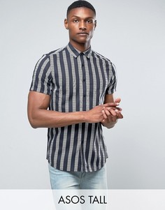 Черная рубашка из вискозы в полоску ASOS TALL - Черный