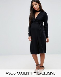 Платье с запахом и чокером ASOS Maternity NURSING - Черный