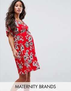 Платье миди с цветочным принтом New Look Maternity - Красный