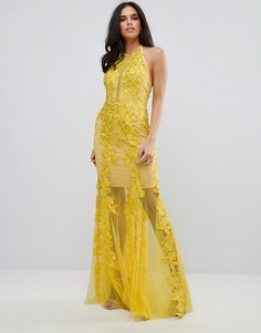 Платье-халтер с кружевной отделкой Forever Unique - Желтый