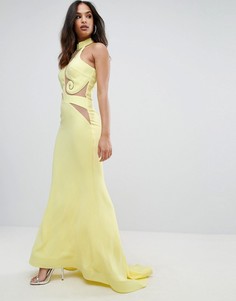 Платье-халтер макси с сетчатой вставкой Forever Unique - Желтый
