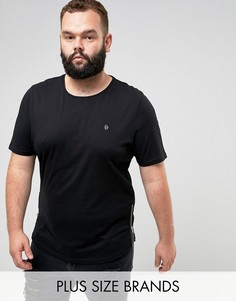 Удлиненная обтягивающая футболка с круглым вырезом и молниями Noose & Monkey PLUS - Черный