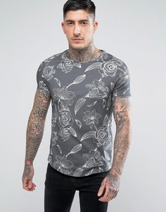 Классическая футболка с цветочным принтом Noose & Monkey - Серый