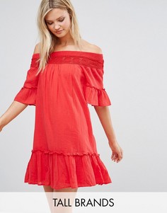 Платье со спущенными плечами Vero Moda Tall - Красный