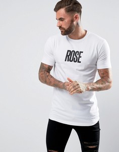 Белая футболка с большим логотипом Rose London - Белый