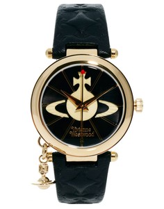 Часы с кожаным ремешком и подвеской-орбитой Vivienne Westwood VV006BKGD - Черный