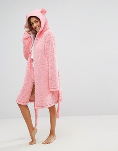 Пушистый халат с ушками ASOS - Розовый
