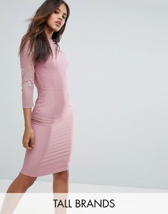Платье-футляр с сетчатыми вставками Little Mistress Tall - Розовый