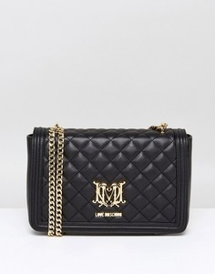 Стеганая сумка на плечо с цепочкой Love Moschino - Черный