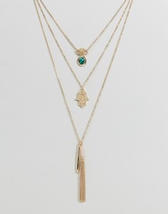 Многослойное ожерелье с подвеской хамса Ashiana - Золотой